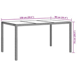 Garden Dining Table Black 150 x 90 x 75 cm Poly rattan
