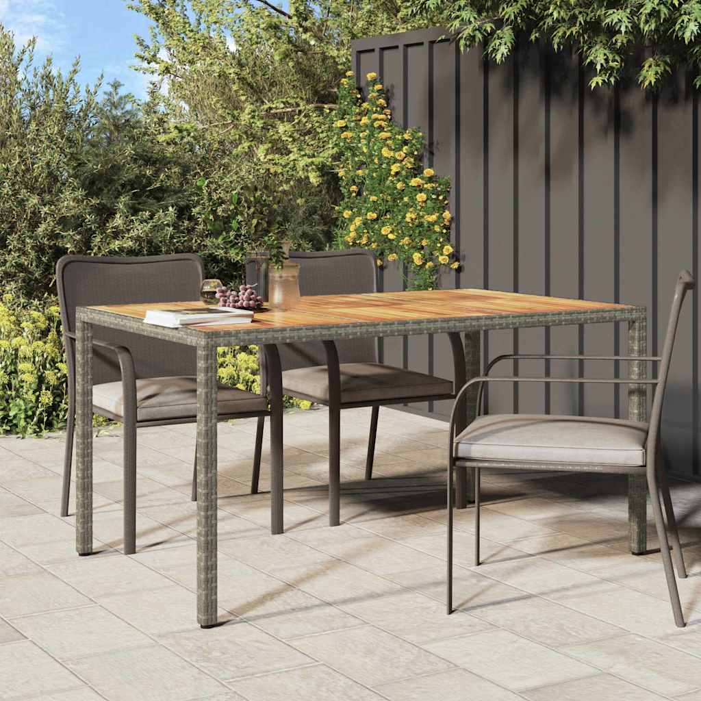 Garden Dining Table Grey 150 x 90 x 75 cm Poly rattan