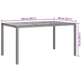 Garden Dining Table Grey 150 x 90 x 75 cm Poly rattan
