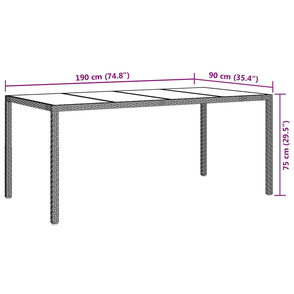 Garden Dining Table Beige 190 x 90 x 75 cm Poly rattan