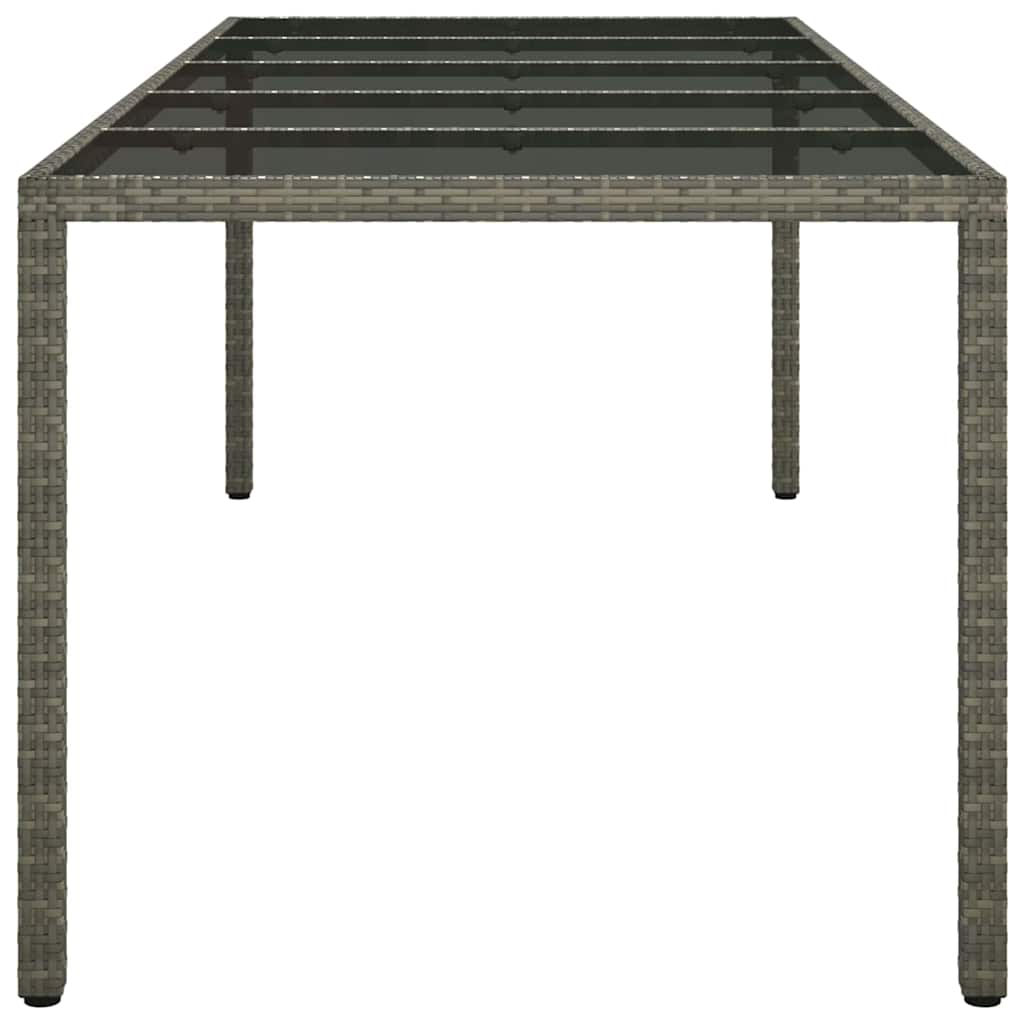 Garden Dining Table Grey 250 x 100 x 75 cm Poly rattan