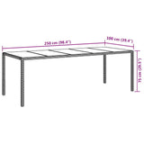 Garden Dining Table Grey 250 x 100 x 75 cm Poly rattan