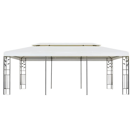 Gazebo with Double Roof White 6x3 m Steel