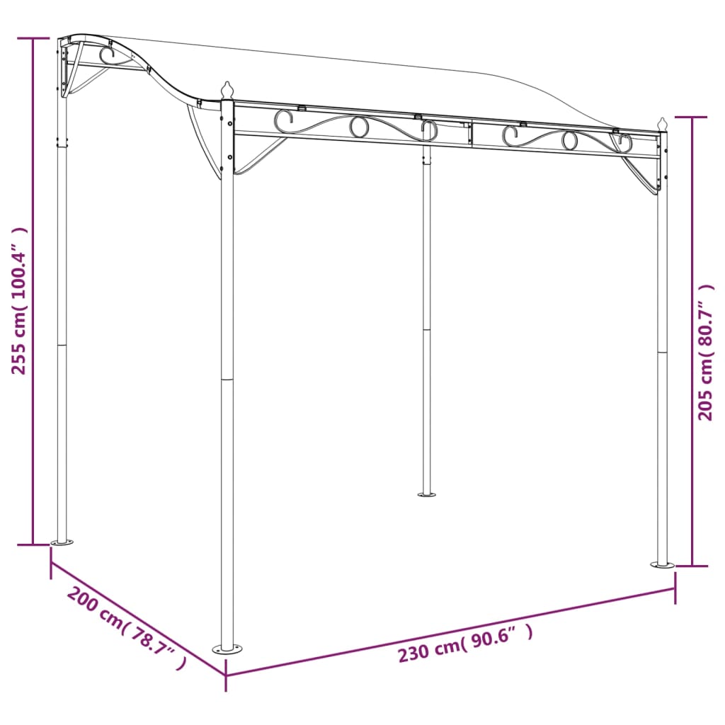 Canopy Cream 2x2.3 m 180 g/m² Fabric and Steel