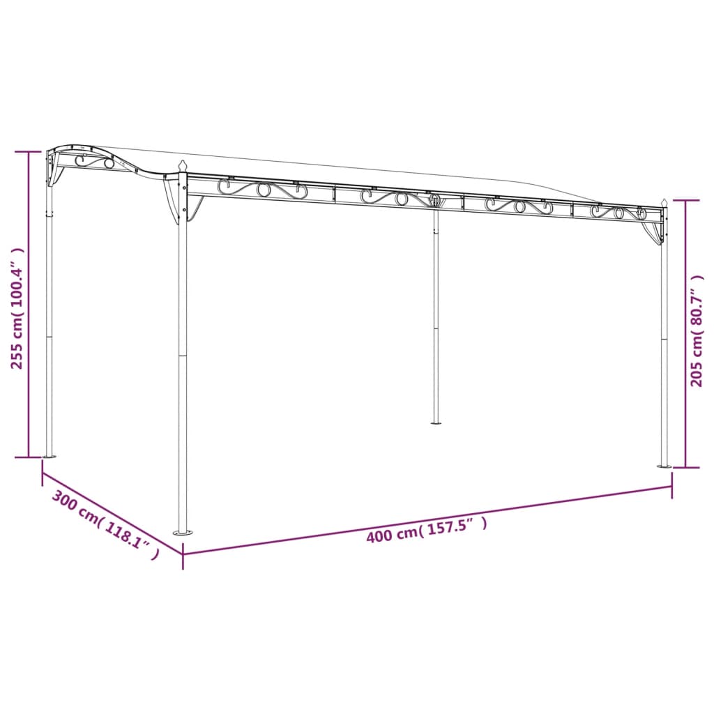 Canopy Taupe 4x3 m 180 g/m² Fabric and Steel