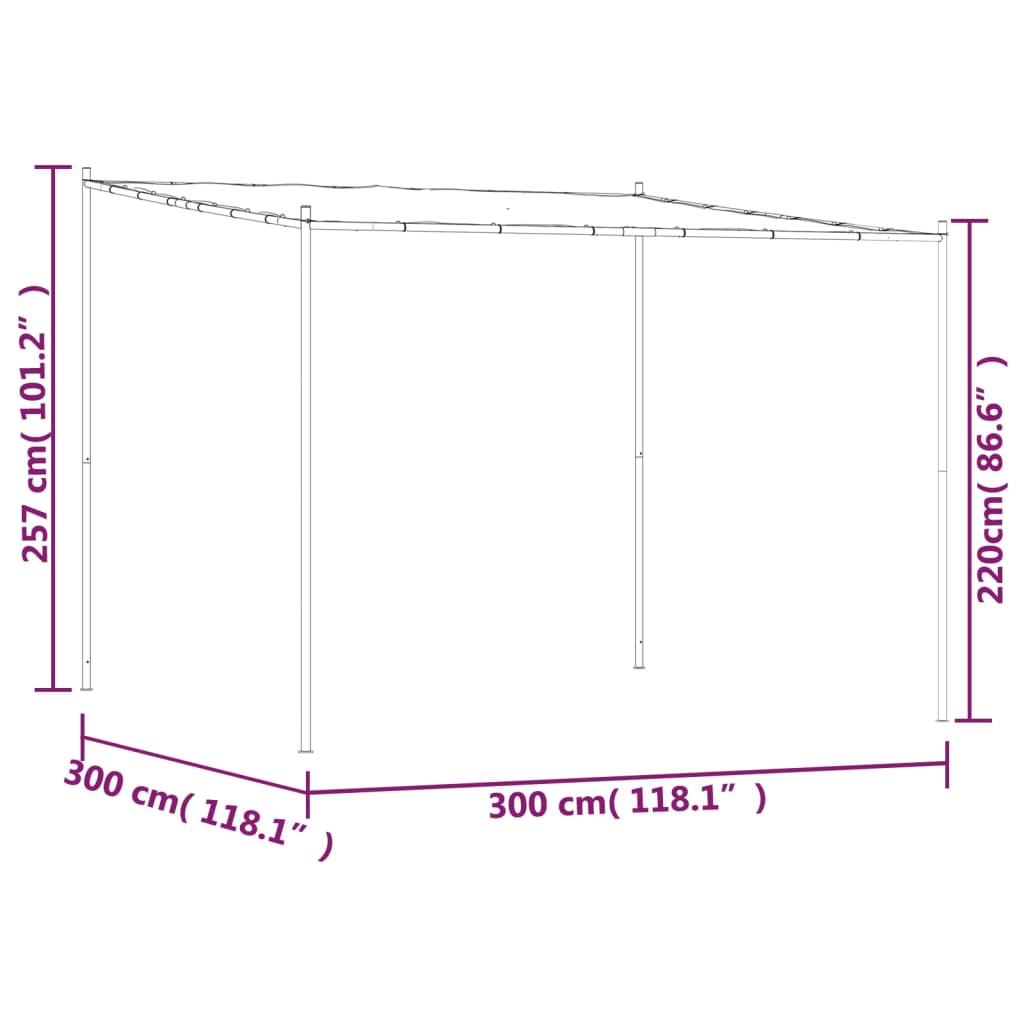 Gazebo Anthracite 3x3 m 180 g/m² Fabric and Steel