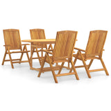 5 Piece Garden Dining Set Solid Wood Teak