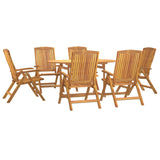 7 Piece Garden Dining Set Solid Wood Teak