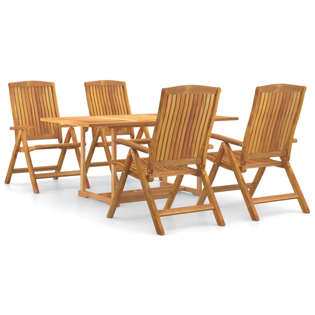 5 Piece Garden Dining Set Solid Wood Teak