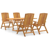 5 Piece Garden Dining Set Solid Wood Teak