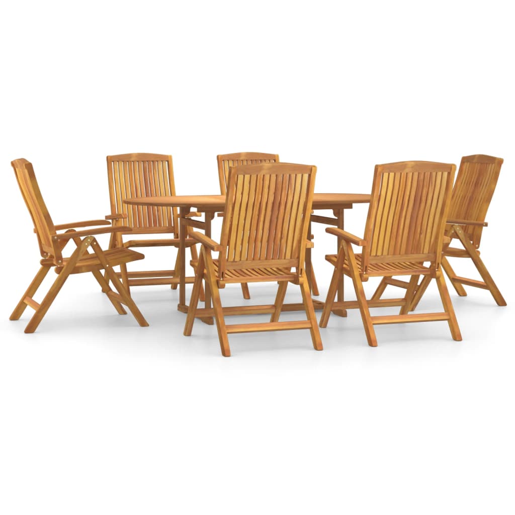 7 Piece Garden Dining Set Solid Wood Teak