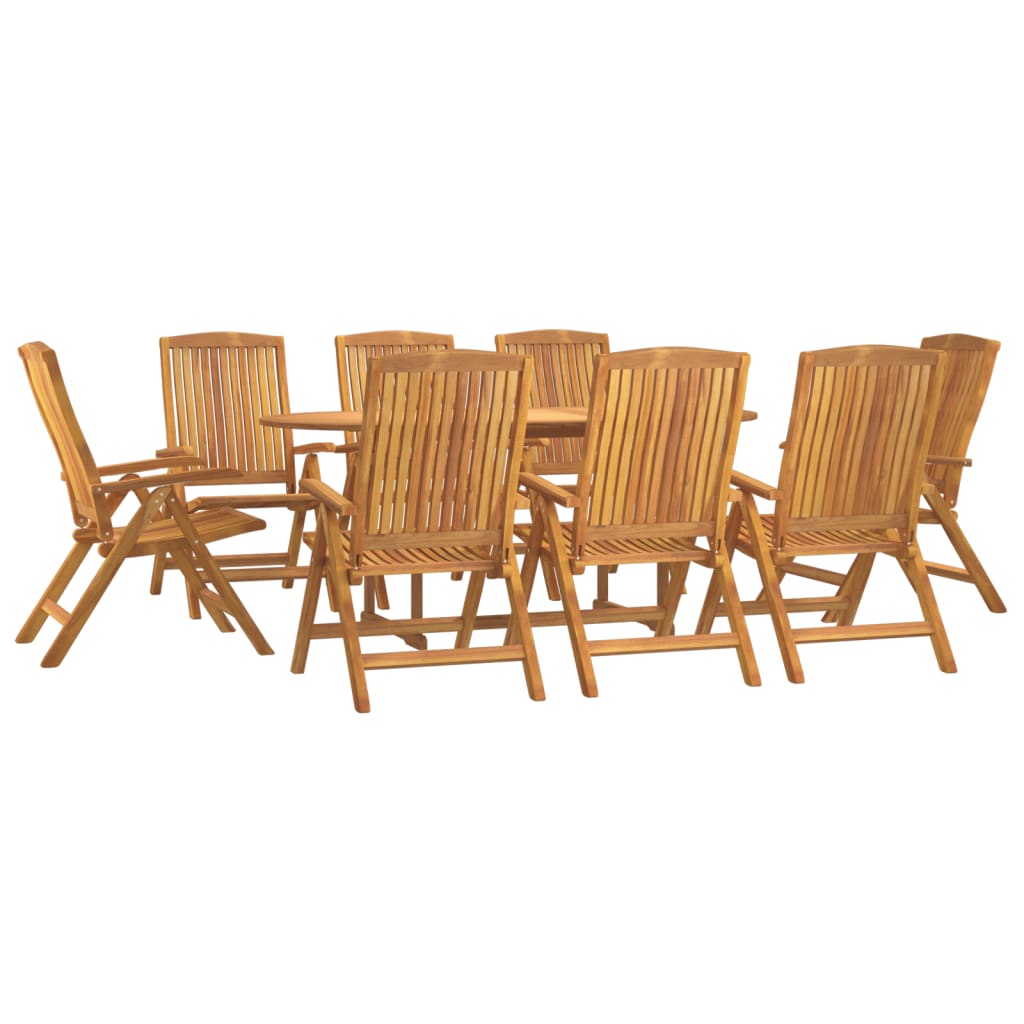 9 Piece Garden Dining Set Solid Wood Teak