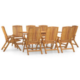 9 Piece Garden Dining Set Solid Wood Teak