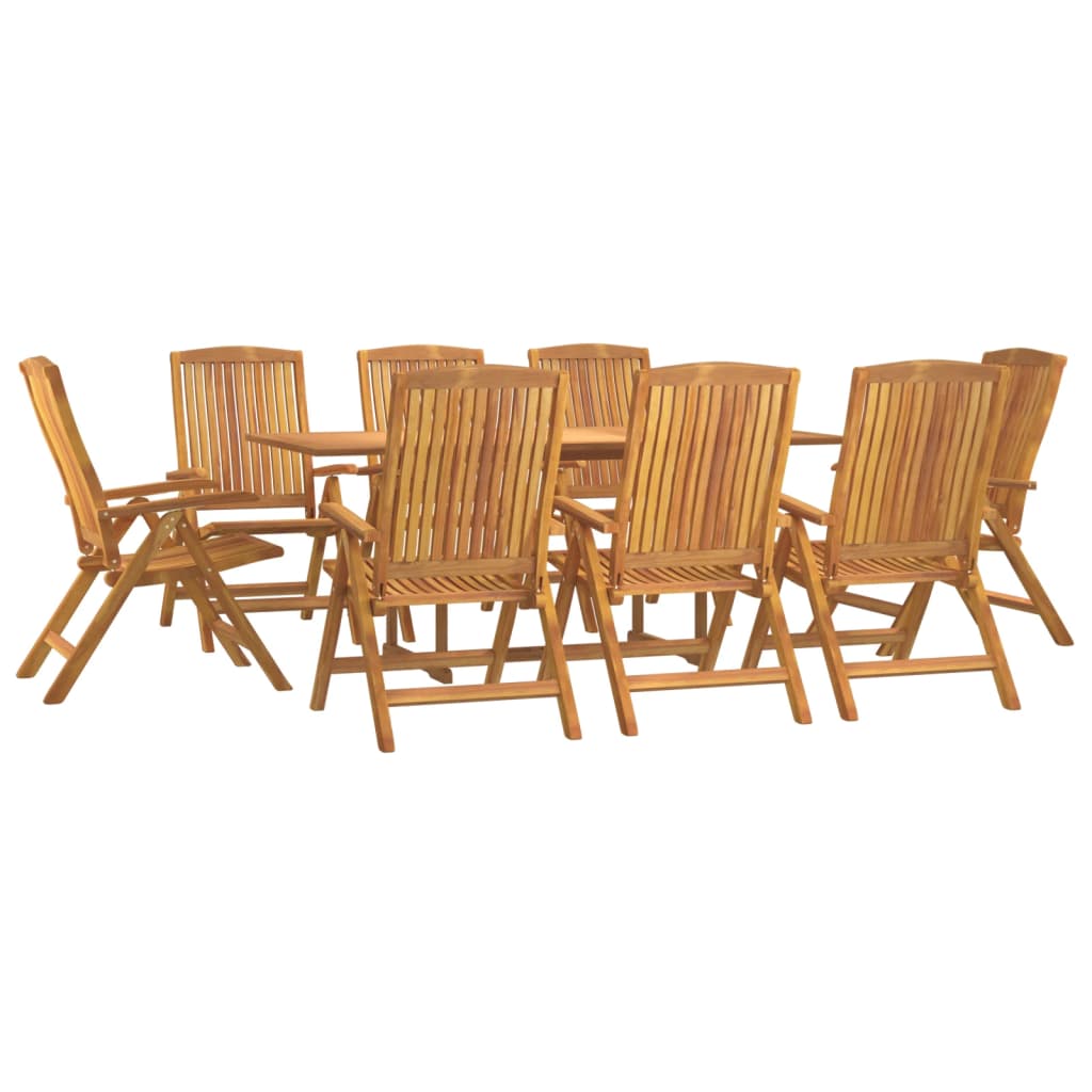 9 Piece Garden Dining Set Solid Wood Teak