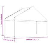 Gazebo with Roof White 5.88x2.23x3.75 m Polyethylene