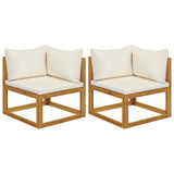 Sectional Corner Sofas 2 pcs with Cushions Solid Wood Acacia