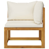 2 Piece Sofa Set with Cream White Cushions Solid Wood Acacia