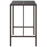 Bar Table with Glass Top Brown 110x70x110 cm Poly Rattan