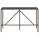 Bar Table with Glass Top Brown 180x70x110 cm Poly Rattan