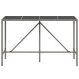 Bar Table with Glass Top Grey 180x70x110 cm Poly Rattan