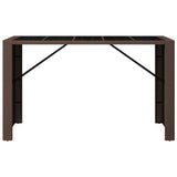Bar Table with Glass Top Brown 185x80x110 cm Poly Rattan