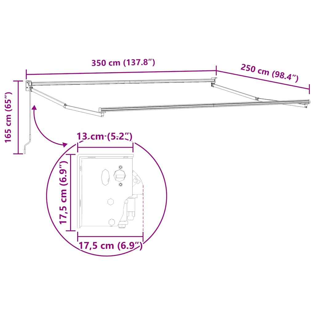 Awning Manual White 3.5 x 2.5 m Metal