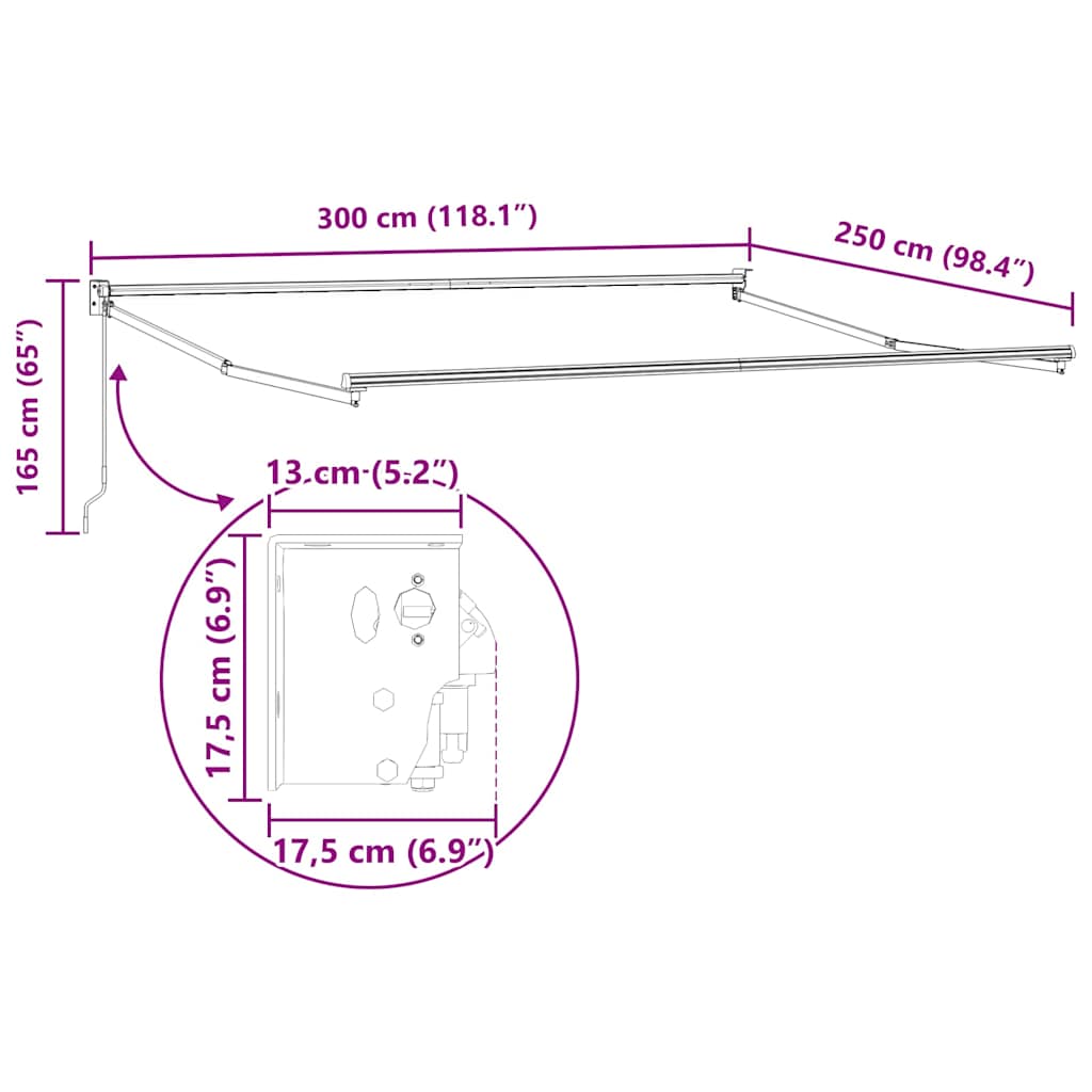 Awning Manual Anthracite 3 x 2.5 m Metal