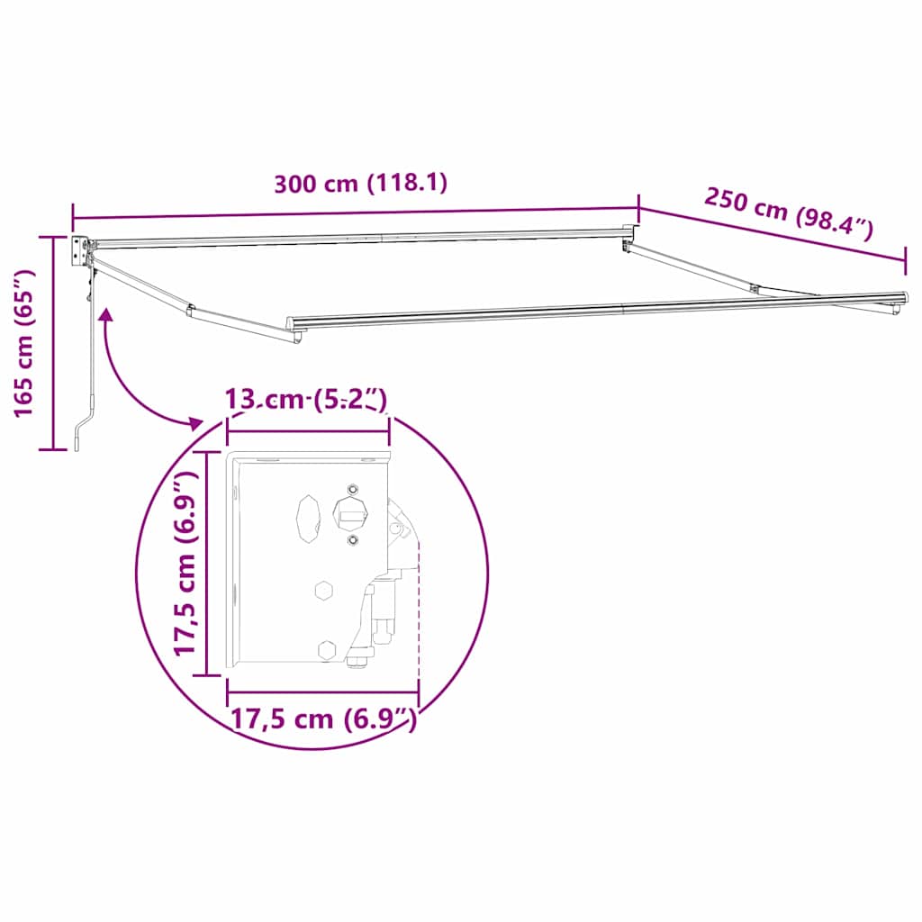 Awning Manual Anthracite 3 x 2.5 m Metal