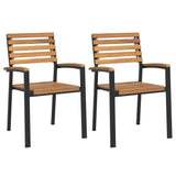 Stackable Garden Chairs 2 pcs Solid Wood Acacia and Metal
