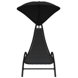 Sun Lounger with Canopy Black 167x80x195 cm Fabric and Steel