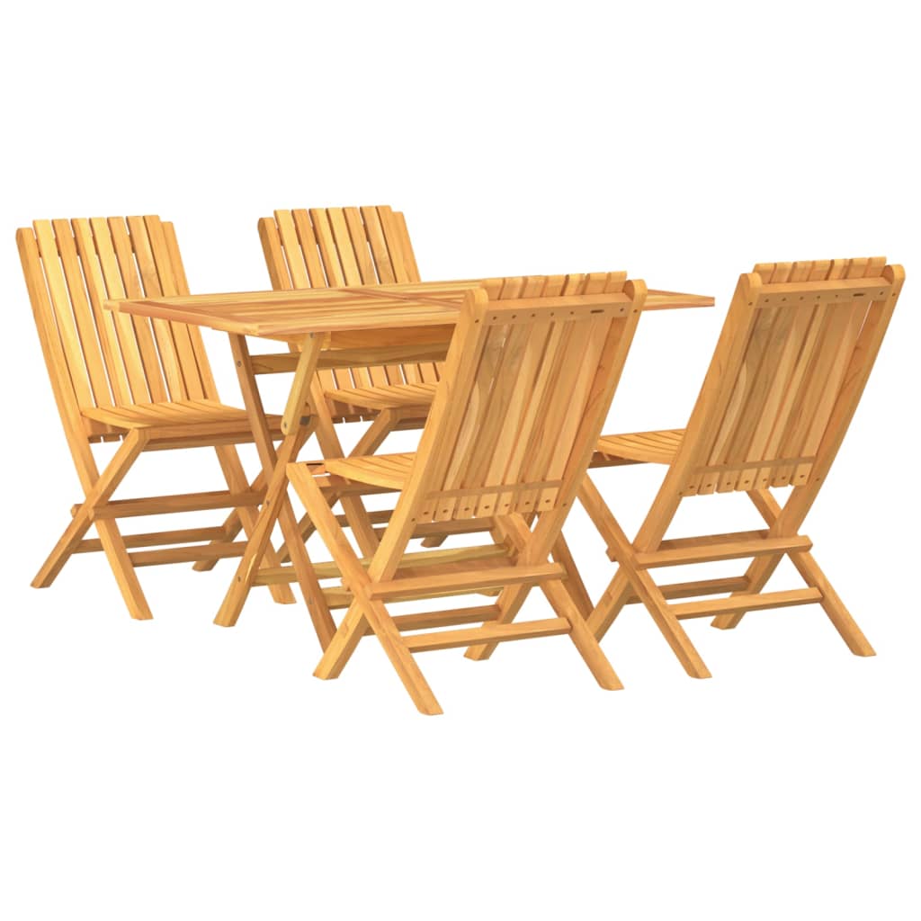 5 Piece Garden Dining Set Solid Wood Teak