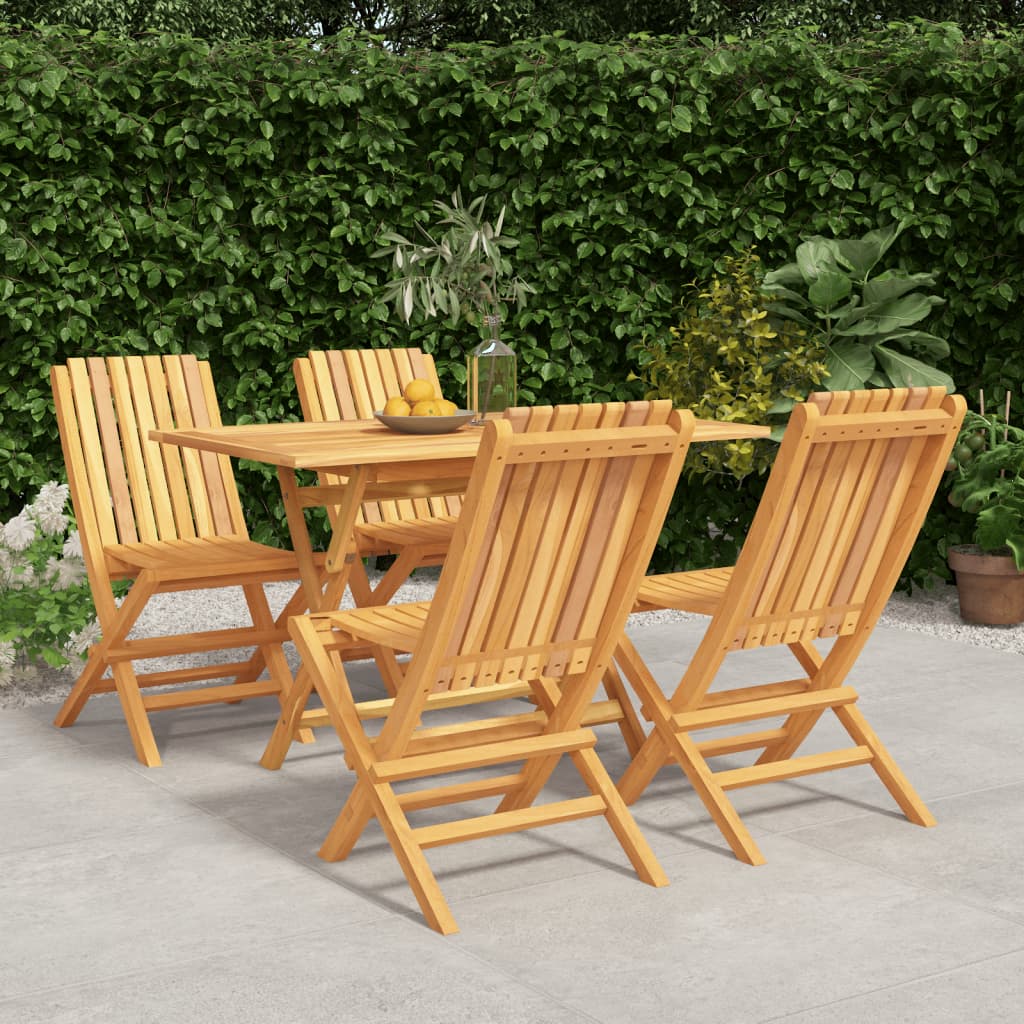 5 Piece Garden Dining Set Solid Wood Teak