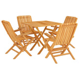 5 Piece Garden Dining Set Solid Wood Teak