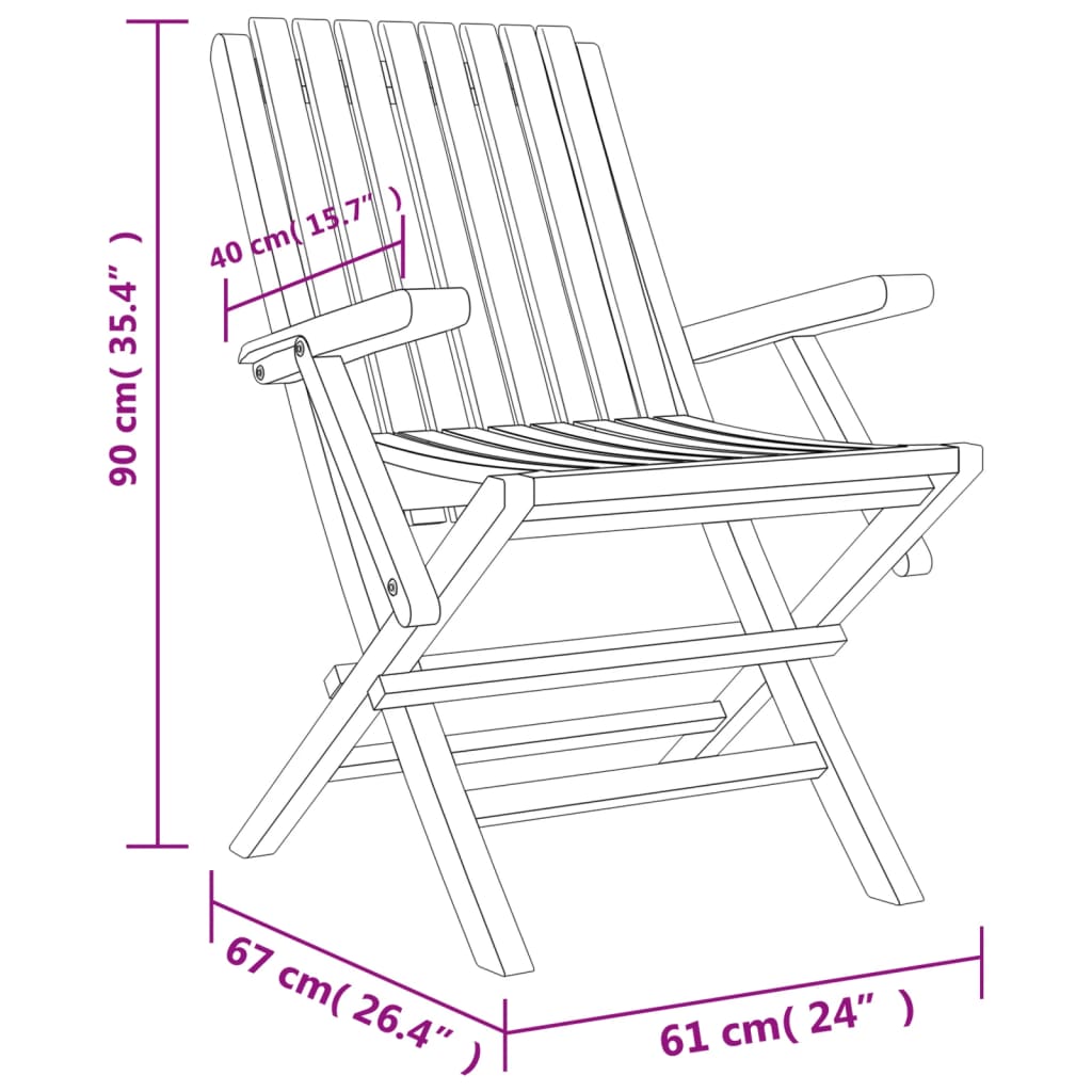 vidaXL Folding Garden Chairs 4 pcs 61x67x90 cm Solid Wood Teak