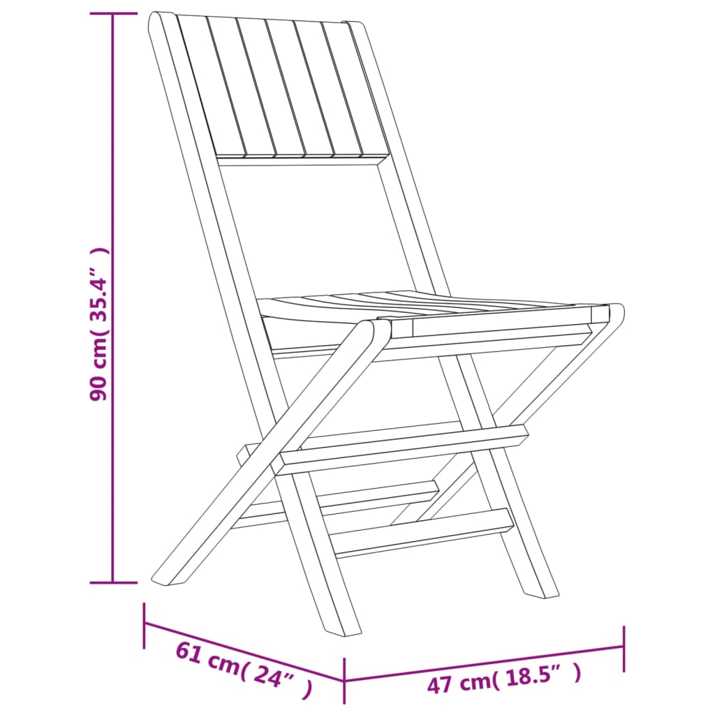 vidaXL Folding Garden Chairs 8 pcs 47x61x90 cm Solid Wood Teak