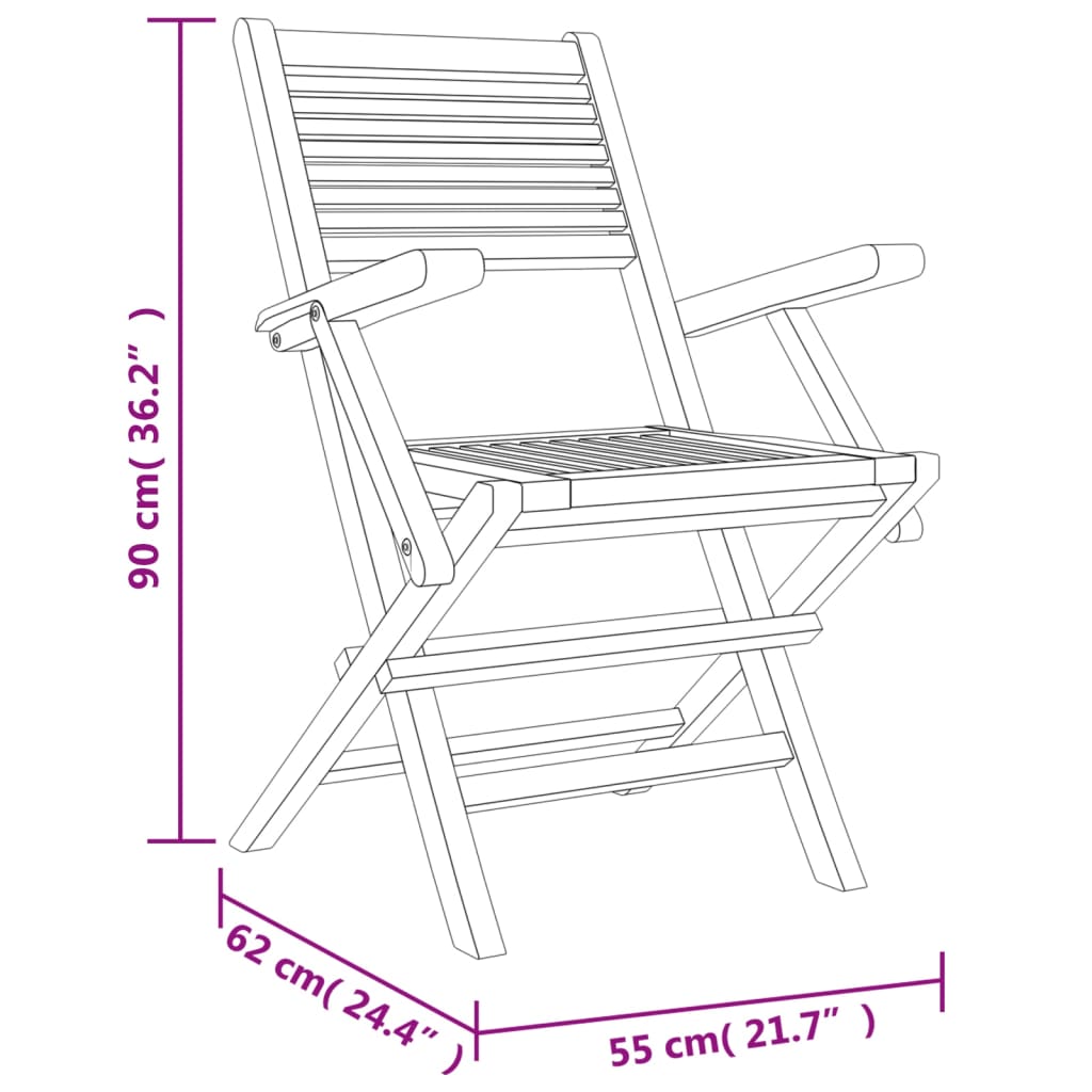 vidaXL Folding Garden Chairs 6 pcs 55x62x90 cm Solid Wood Teak