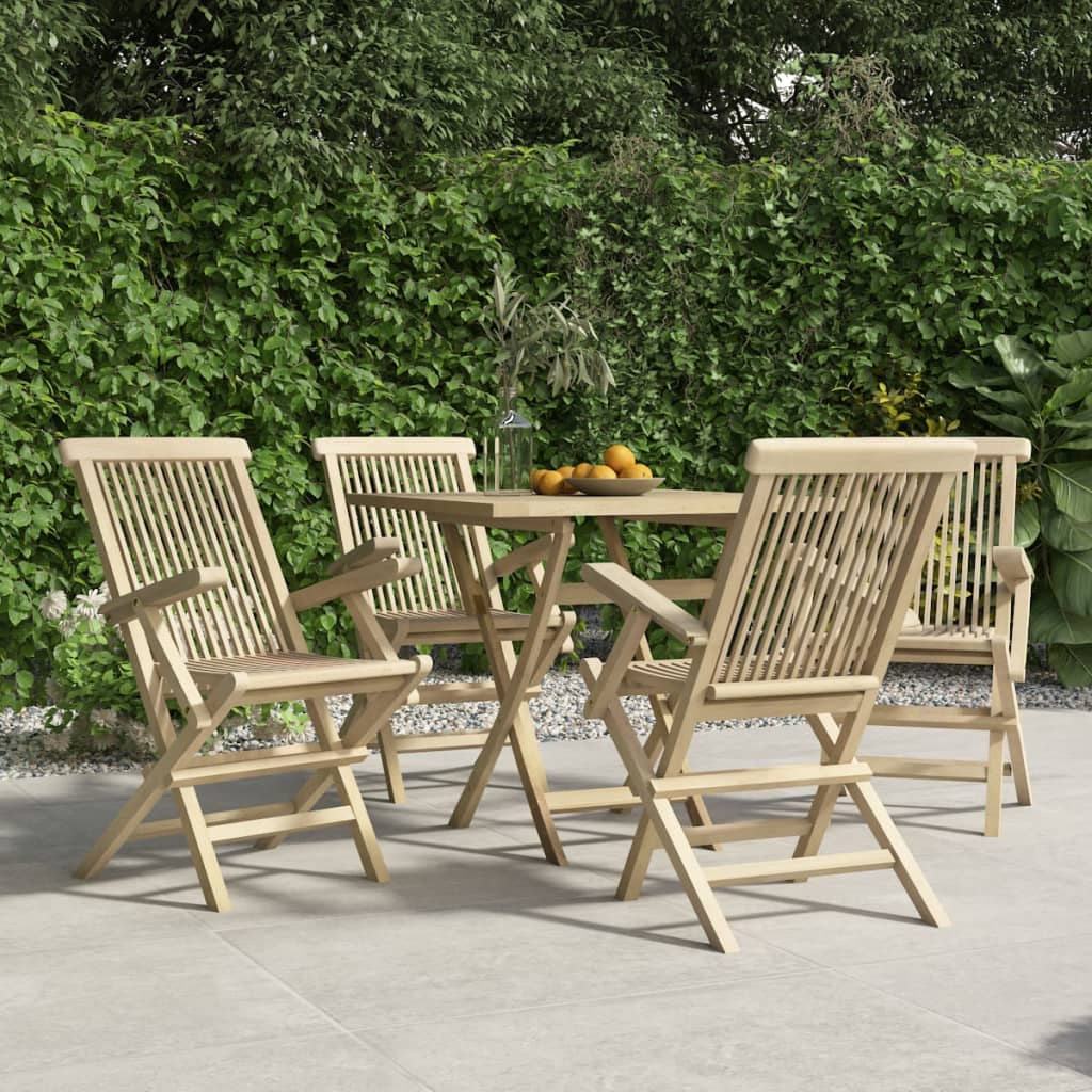 vidaXL Folding Garden Chairs 4 pcs Grey 56x61x89 cm Solid Wood Teak