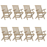 vidaXL Folding Garden Chairs 8 pcs Grey 56x61x89 cm Solid Wood Teak