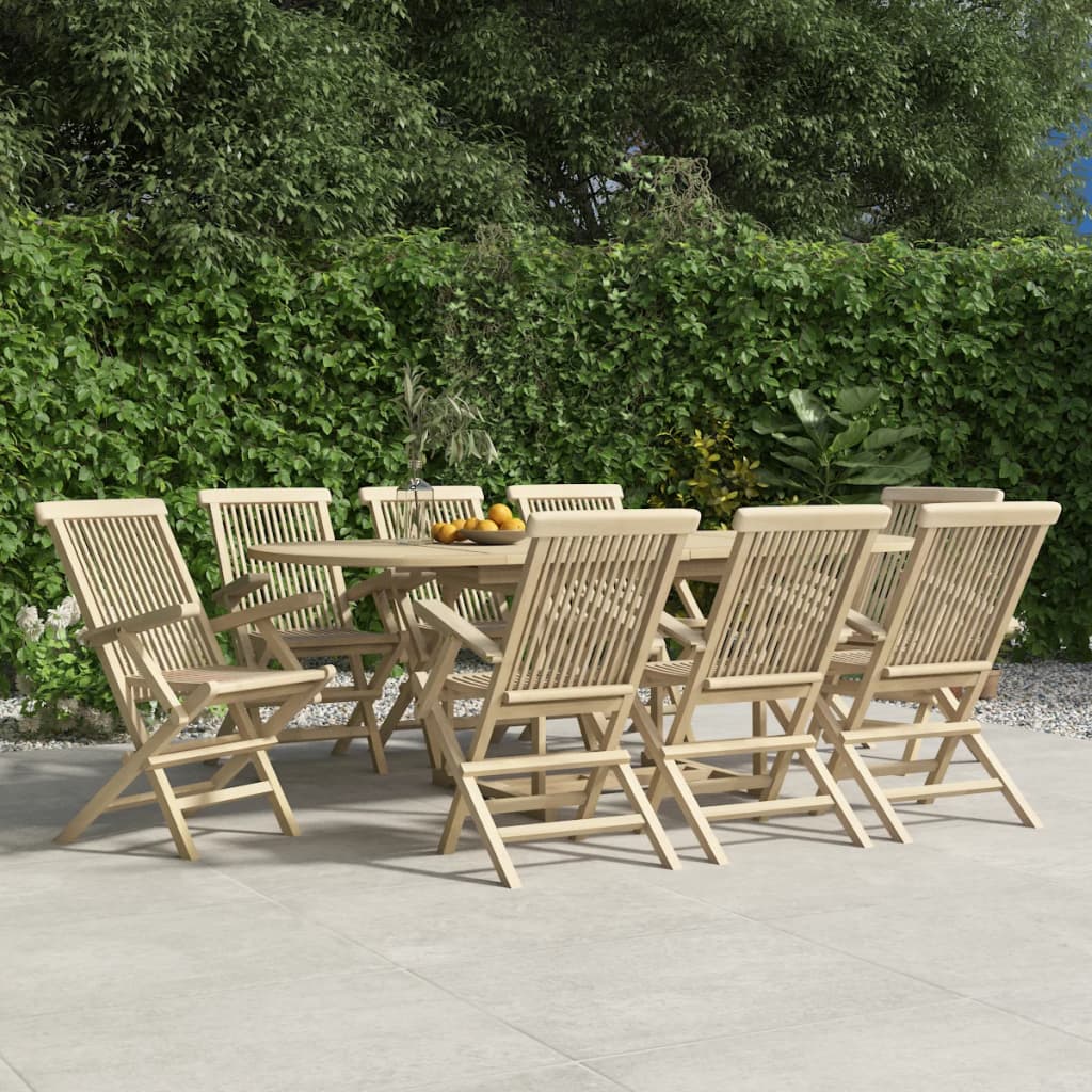 vidaXL Folding Garden Chairs 8 pcs Grey 56x61x89 cm Solid Wood Teak