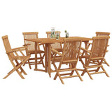 Garden Dining Set 7 pcs Brown 150 x 90 x 75 cm Solid Teak wood