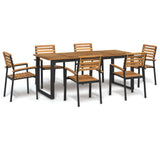 7 Piece Garden Dining Set Solid Wood Acacia and Metal