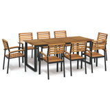 9 Piece Garden Dining Set Solid Wood Acacia and Metal