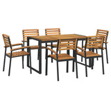 7 Piece Garden Dining Set Solid Wood Acacia and Metal