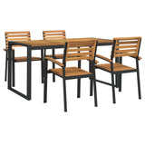 5 Piece Garden Dining Set Solid Wood Acacia and Metal