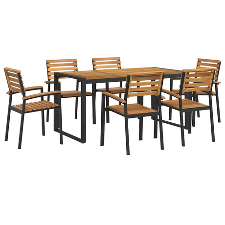 7 Piece Garden Dining Set Solid Wood Acacia and Metal