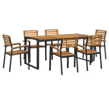 7 Piece Garden Dining Set Solid Wood Acacia and Metal