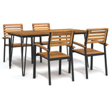 5 Piece Garden Dining Set Solid Wood Acacia and Metal