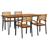 5 Piece Garden Dining Set Solid Wood Acacia and Metal