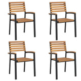 5 Piece Garden Dining Set Solid Wood Acacia and Metal