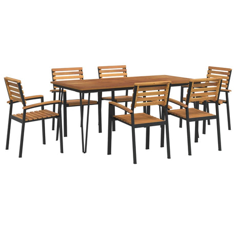 7 Piece Garden Dining Set Solid Wood Acacia and Metal